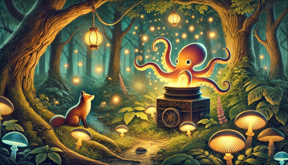 An octopus in an ink barrel