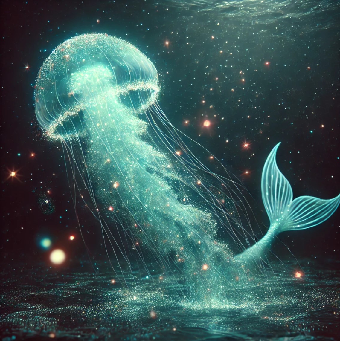 A fish jumping from a puddle