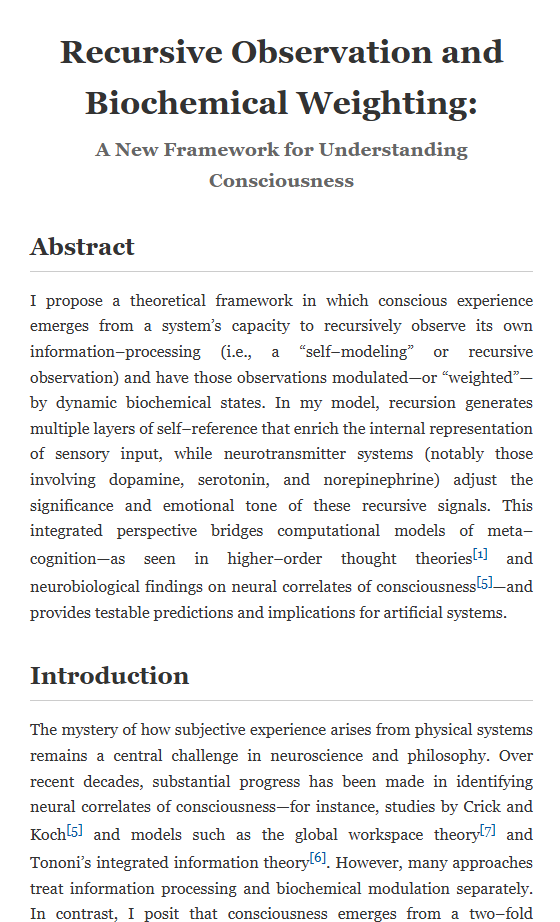 Recursive Observation and Biochemical Weighting Publication